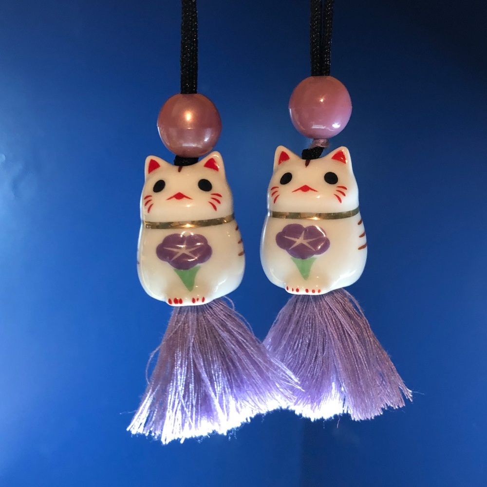 Maneki Neko Necklace on long cord